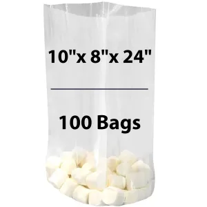 10X8X24 inches Gusseted Poly Bags Clear 1.5 Mil Low Density LDPE