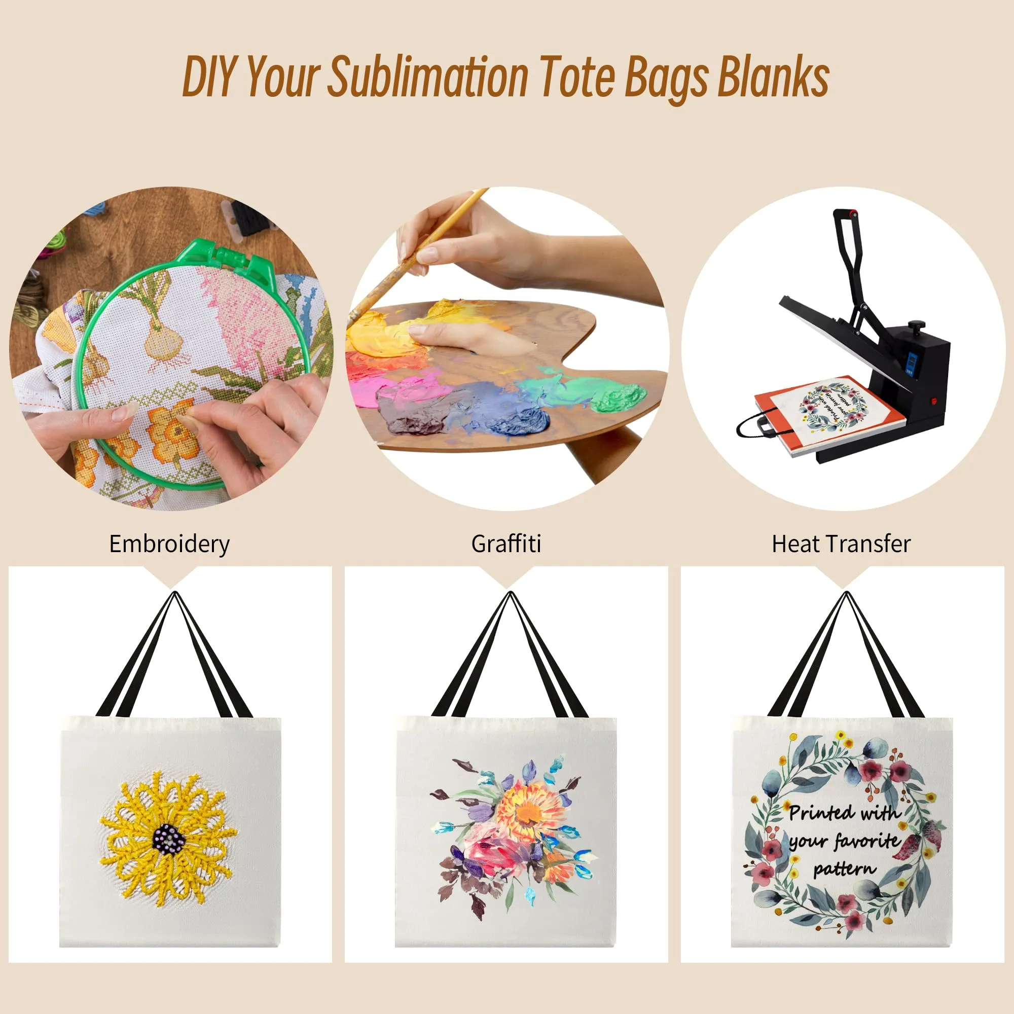 12pcs Sublimation Tote Bags Blanks,Sublimation Blanks Tote Bag Sublimation Totes Blank Tote Bags Bulk Canvas Tote Bags Sublimation Canvas Bags Blank Canvas Tote Bags Bulk Grocery Bag White Tote Bag