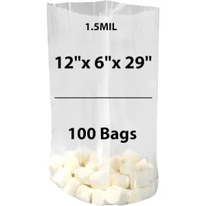 12X6X29 inches Gusseted Poly Bags Clear 1.5 Mil Low Density LDPE