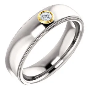 14K White & Yellow 1/10 CTW Men's Diamond Ring
