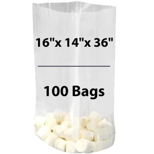 16X14X36 inches Gusseted Poly Bags Clear 1.5 Mil Low Density LDPE