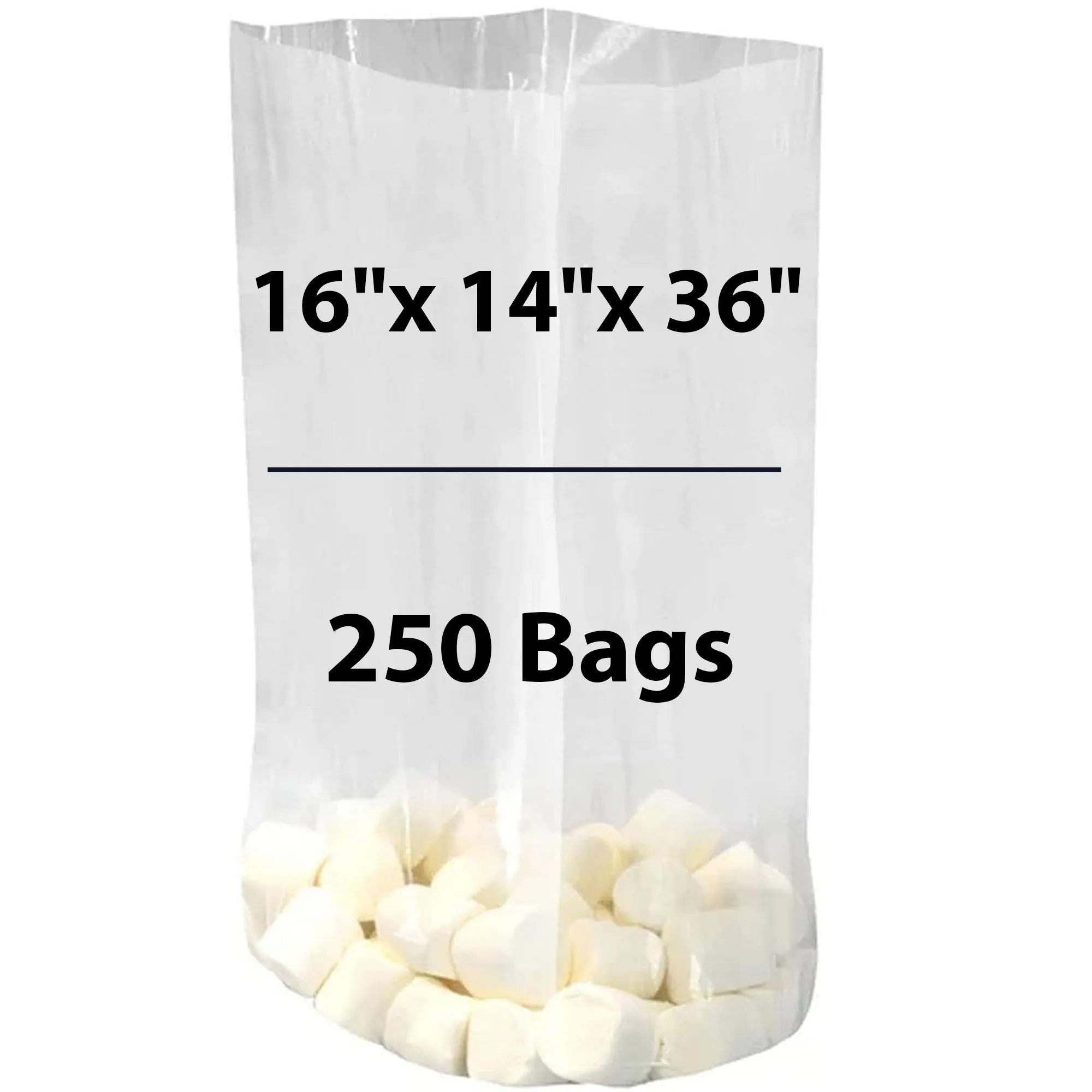 16X14X36 inches Gusseted Poly Bags Clear 1.5 Mil Low Density LDPE