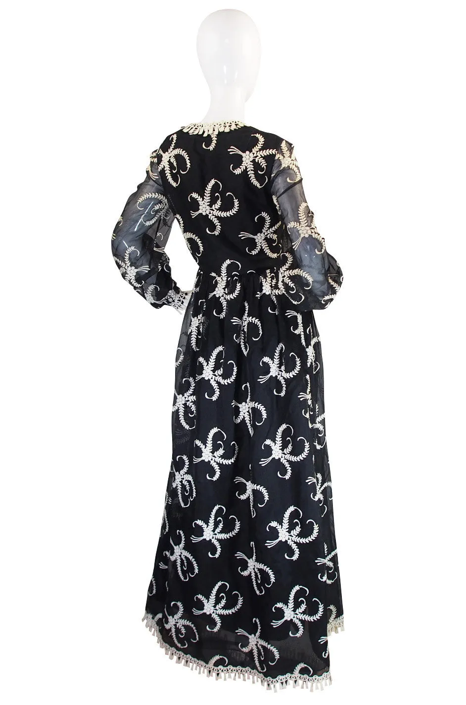 1960s Embroidered Silk Oscar de la Renta Gown