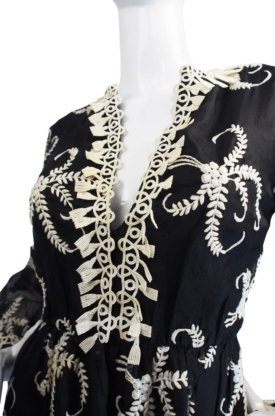 1960s Embroidered Silk Oscar de la Renta Gown
