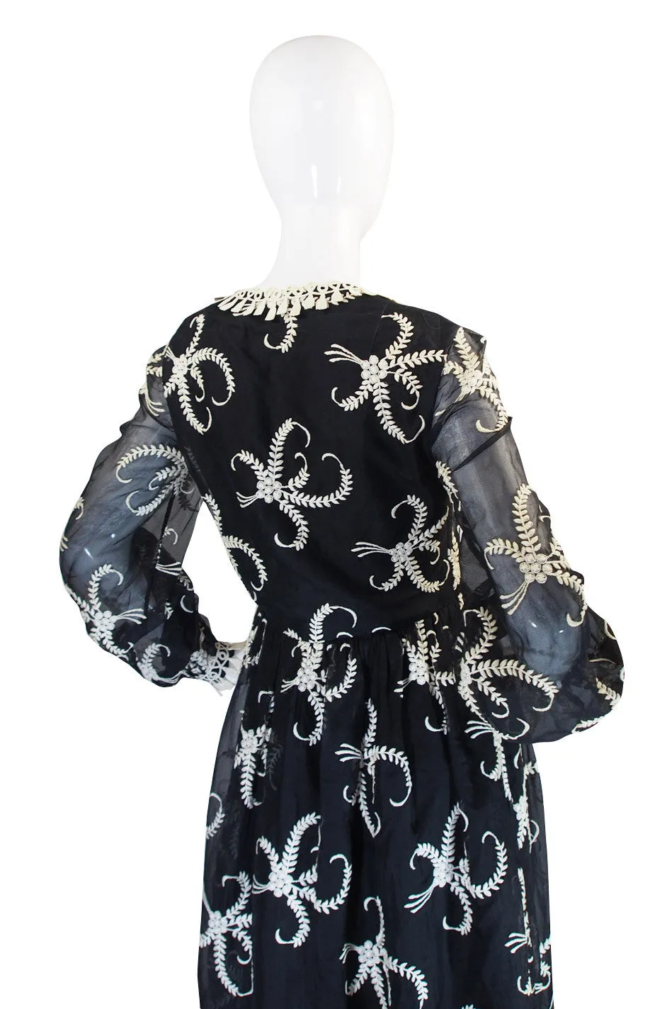 1960s Embroidered Silk Oscar de la Renta Gown