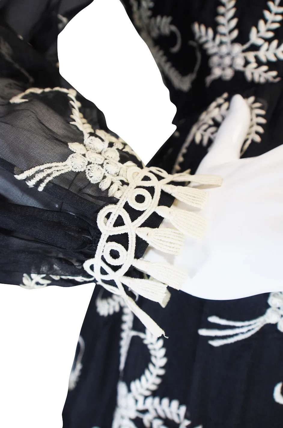 1960s Embroidered Silk Oscar de la Renta Gown