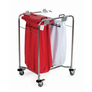 2 Bag Laundry Cart with Bag Frames | Stainless Steel | Single