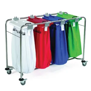 4 Bag Stainless Steel Laundry Cart with Bag Frames