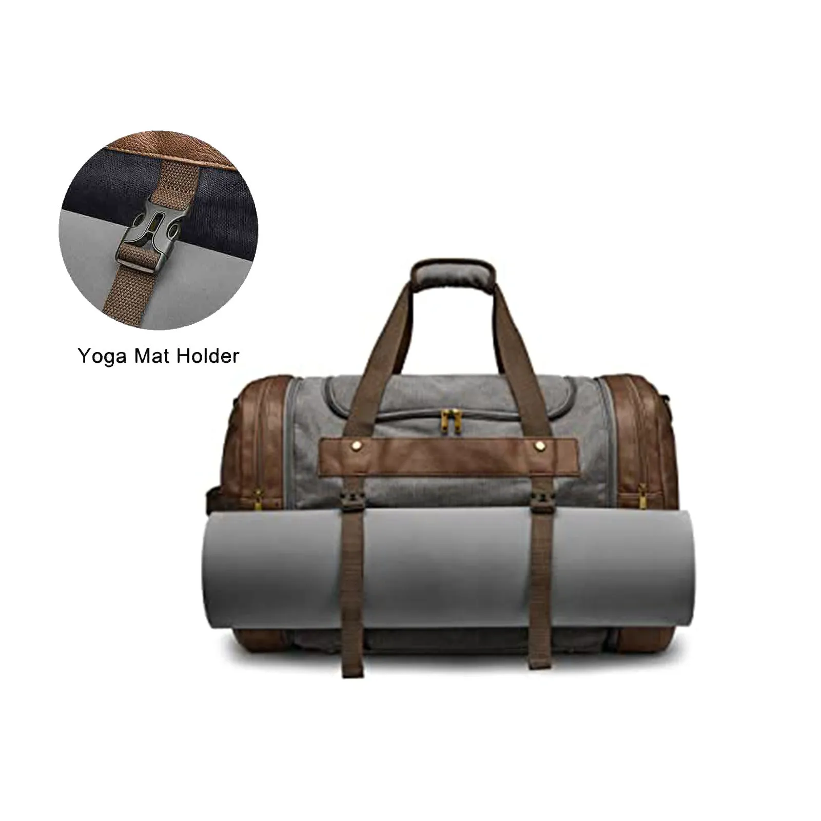 55L Canvas Duffel Bag Expansion Compartment