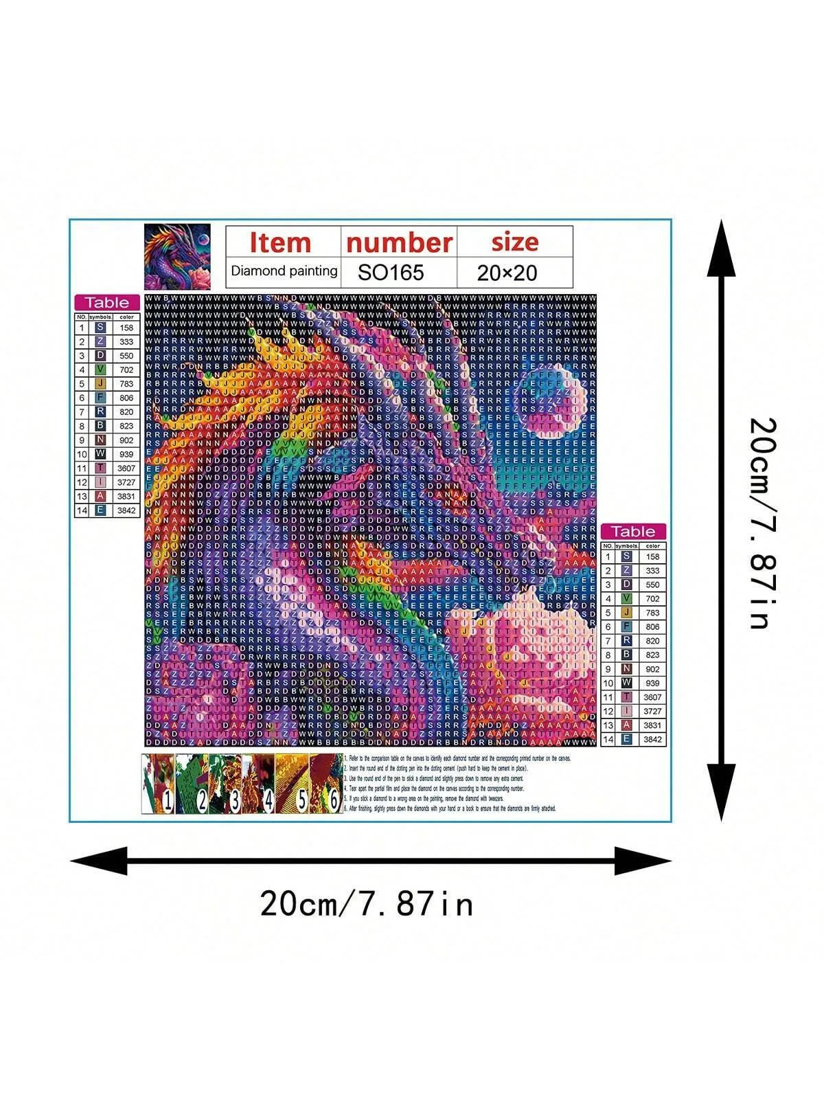 5d DIY Diamond Painting Kit Neon Purple Dragon Full Drill Diamond Painting Art Craft Kit Home Wall Decor Frameless 8*8 Inch approx.