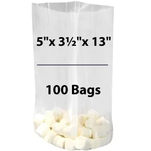 5X3.5X13 inches Gusseted Poly Bags Clear 1.25 Mil Low Density LDPE