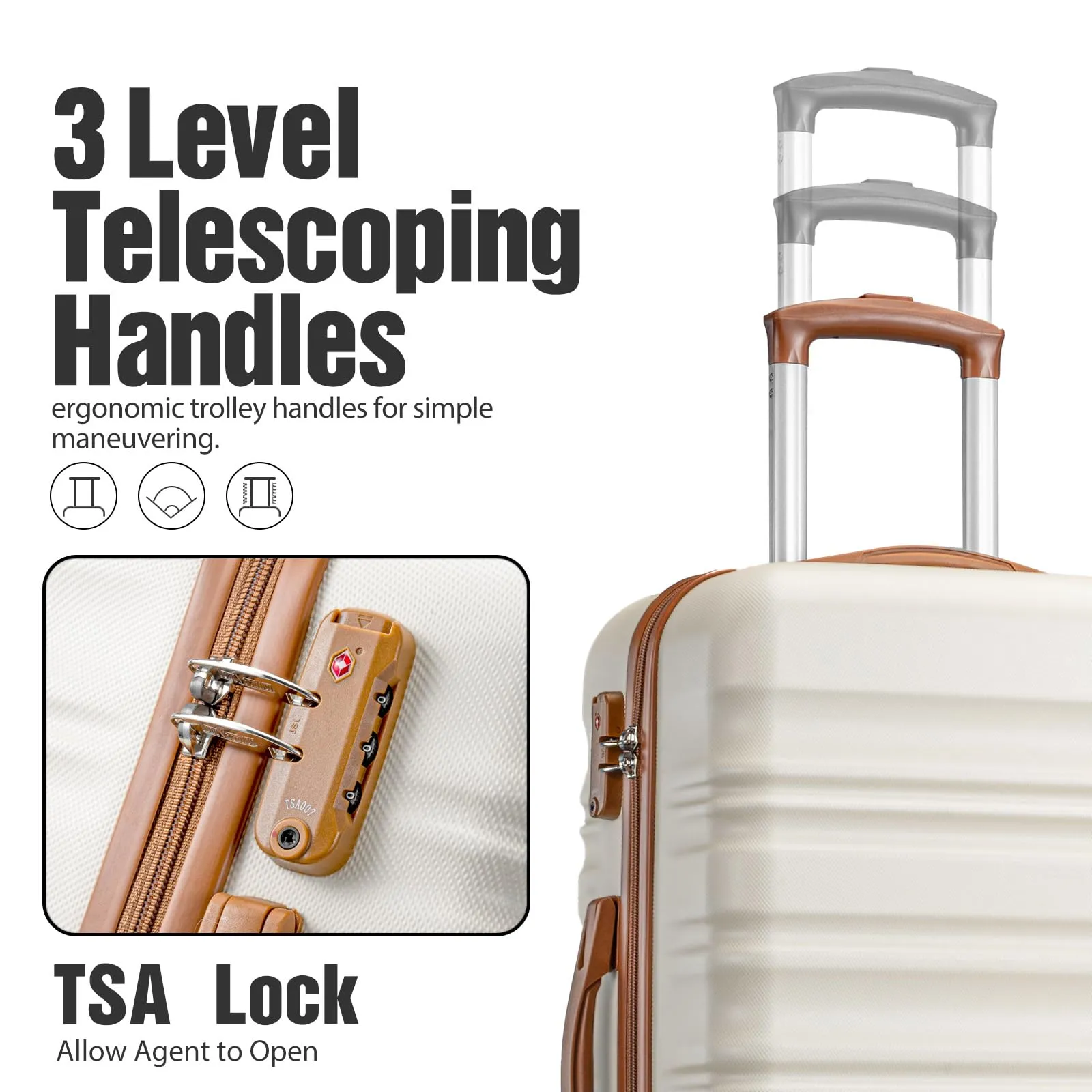 6 Piece Hardshell Carry on Luggage Sets with TSA Lock and Spinner Wheels