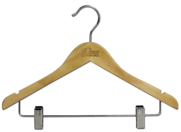 7050 - WH15 - 15" Dream Duffel Wooden Hangers with Pant Clips