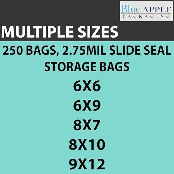 8X10 inches Resealable Poly Bags With Slide Seal 2.75 Mil (LDPE)