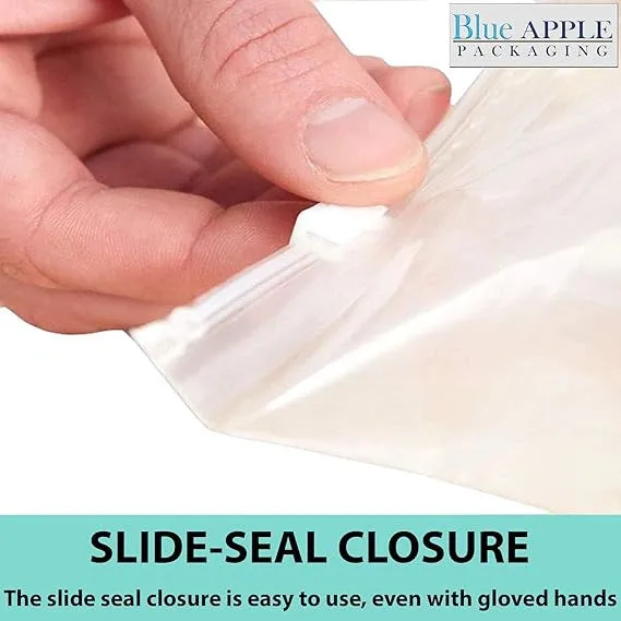 8X10 inches Resealable Poly Bags With Slide Seal 2.75 Mil (LDPE)