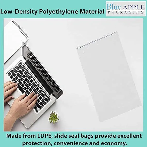 8X10 inches Resealable Poly Bags With Slide Seal 2.75 Mil (LDPE)
