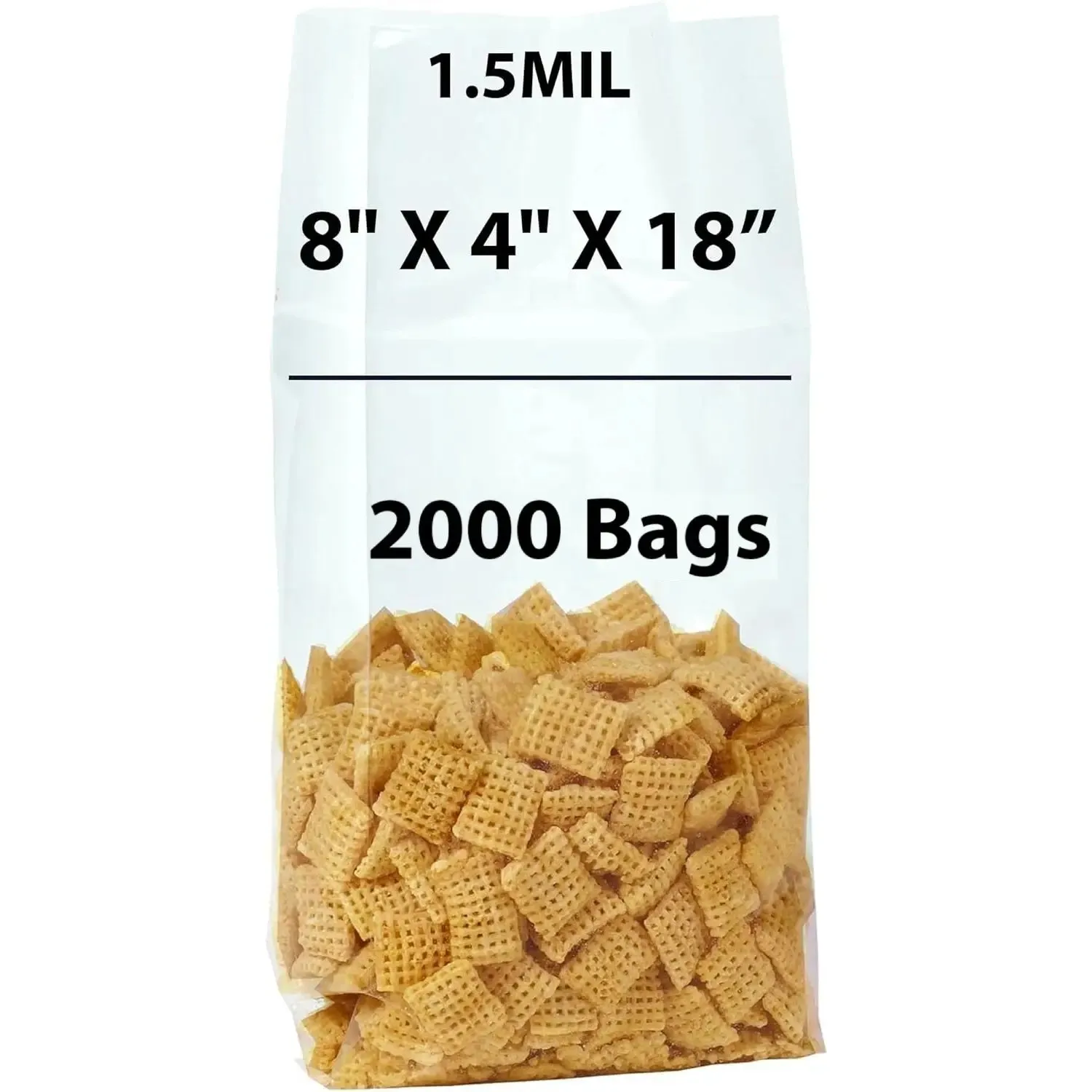 8X4X18 Inches Gusseted Polypropylene Bags 1.5 Mil Side Gusset