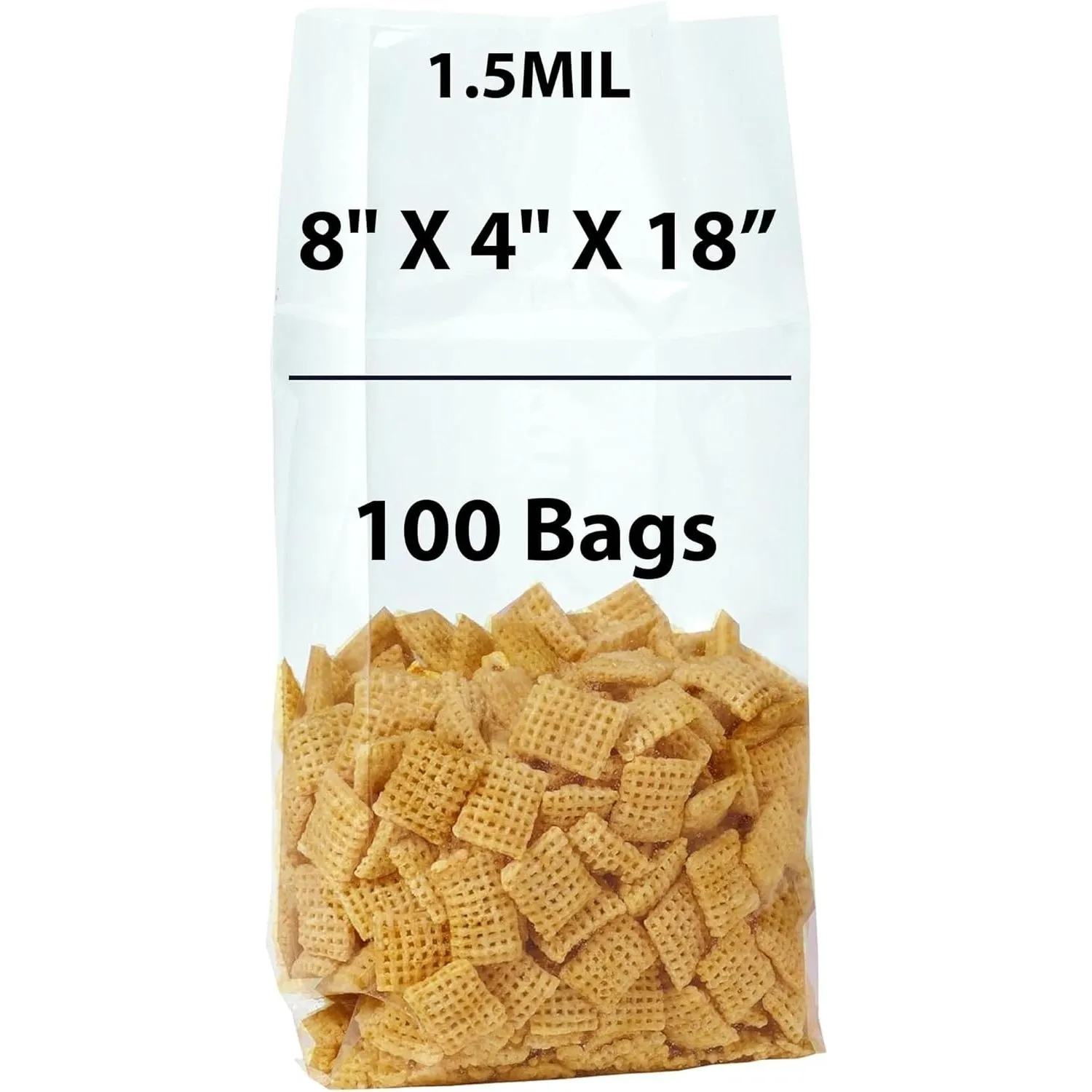 8X4X18 Inches Gusseted Polypropylene Bags 1.5 Mil Side Gusset