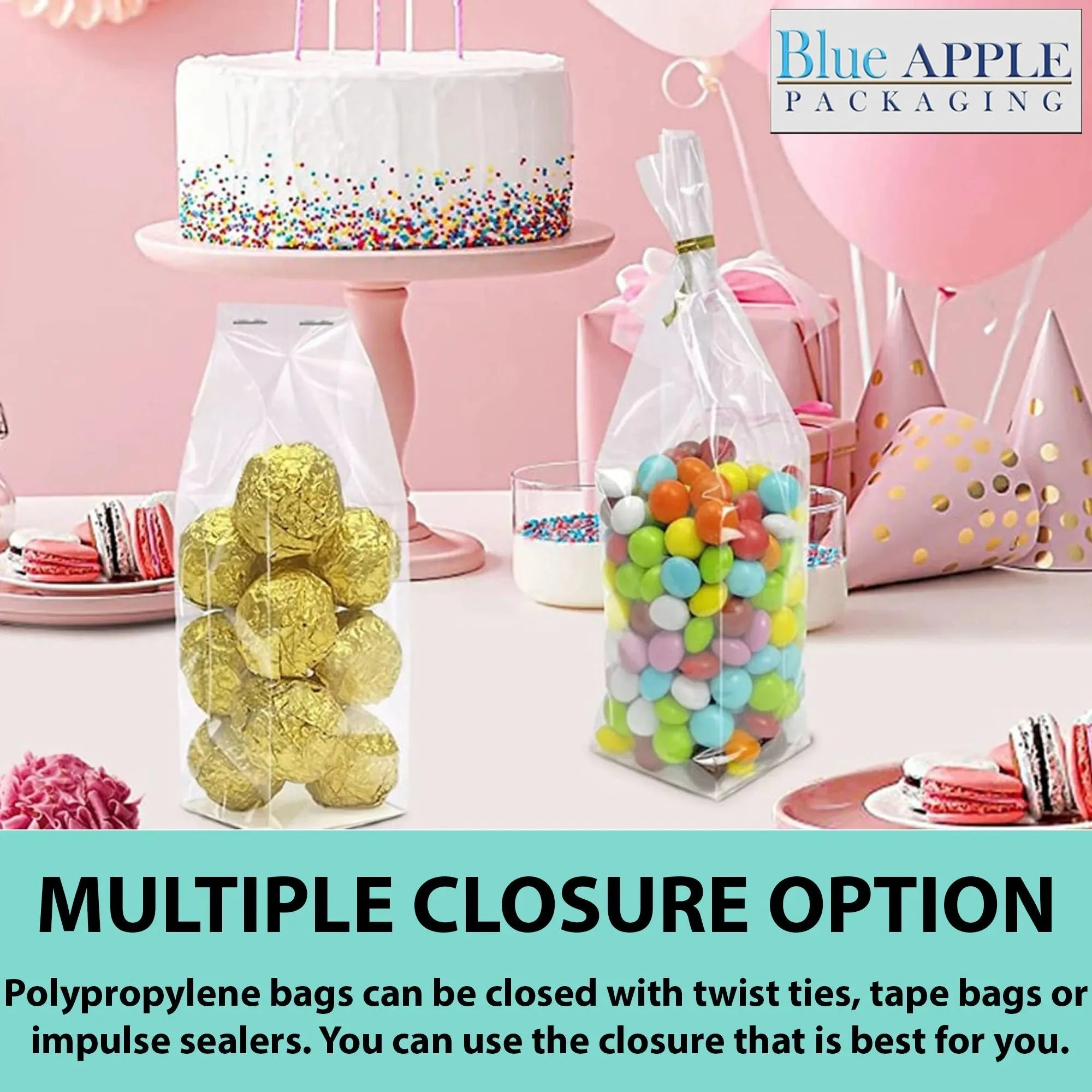 8X4X18 Inches Gusseted Polypropylene Bags 1.5 Mil Side Gusset