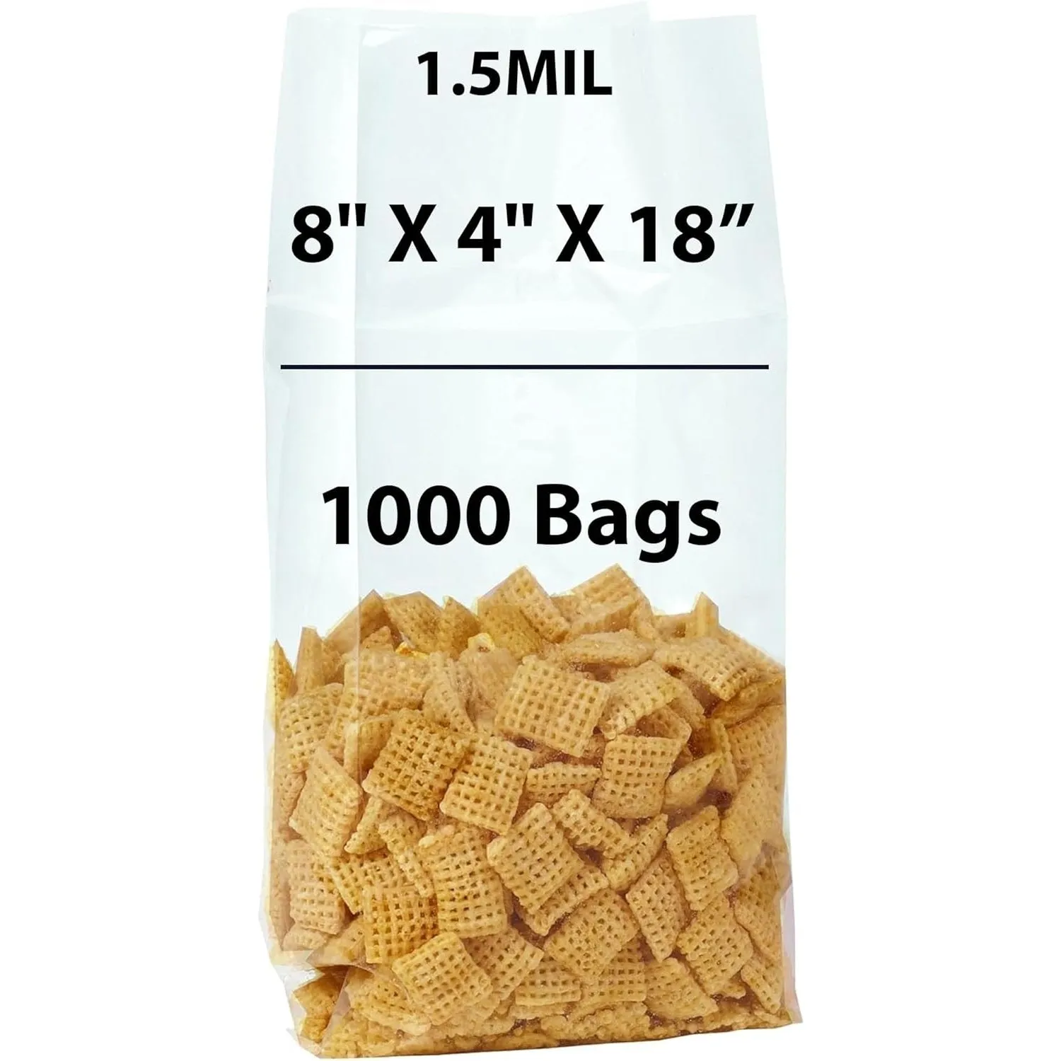 8X4X18 Inches Gusseted Polypropylene Bags 1.5 Mil Side Gusset