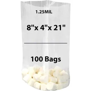 8X4X21 inches Gusseted Poly Bags Clear 1.25 Mil Low Density LDPE