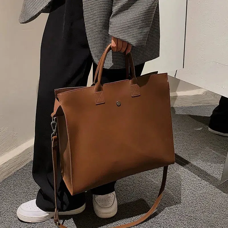 Adjustable Strap Leather Tote Bag