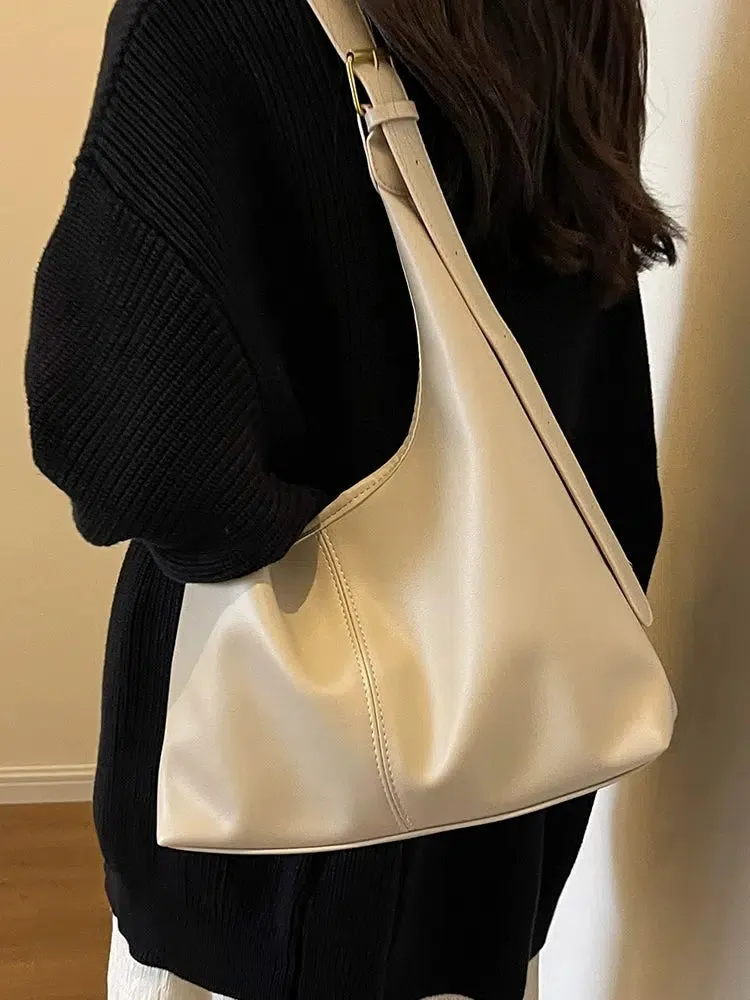 Adjustable Strap Simple Leather Tote Bag