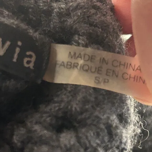 Alice   Olivia Cowl Neck Sweater Size S Gray Chunky Open Knit 100% Wool