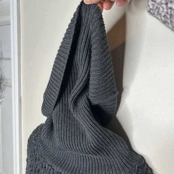 Alice   Olivia Cowl Neck Sweater Size S Gray Chunky Open Knit 100% Wool