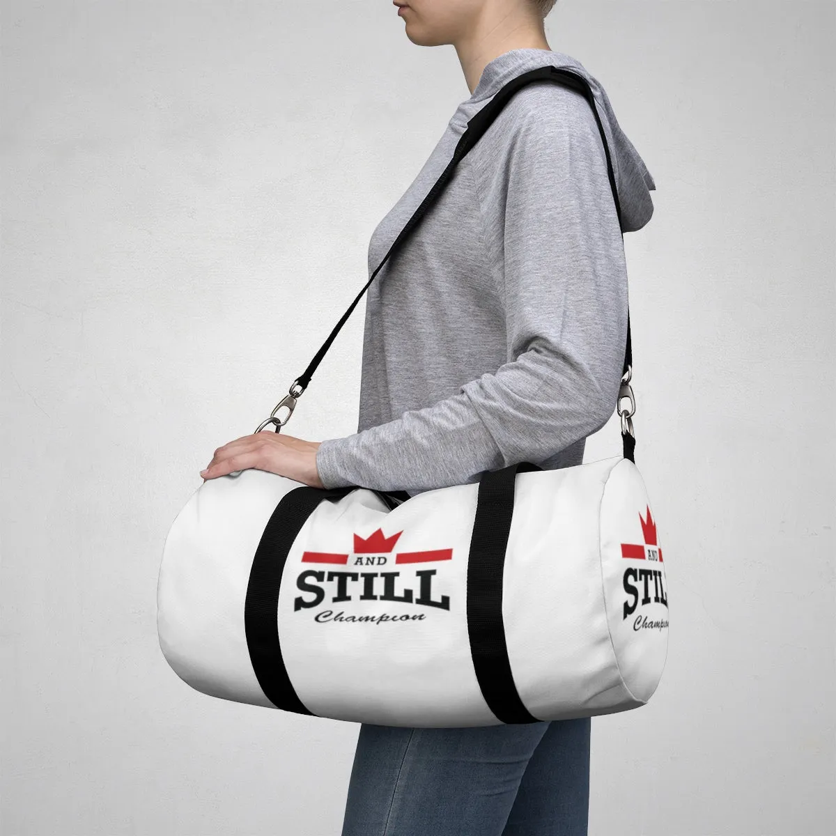 And Still Champion™ white duffle bag - large; 23" long