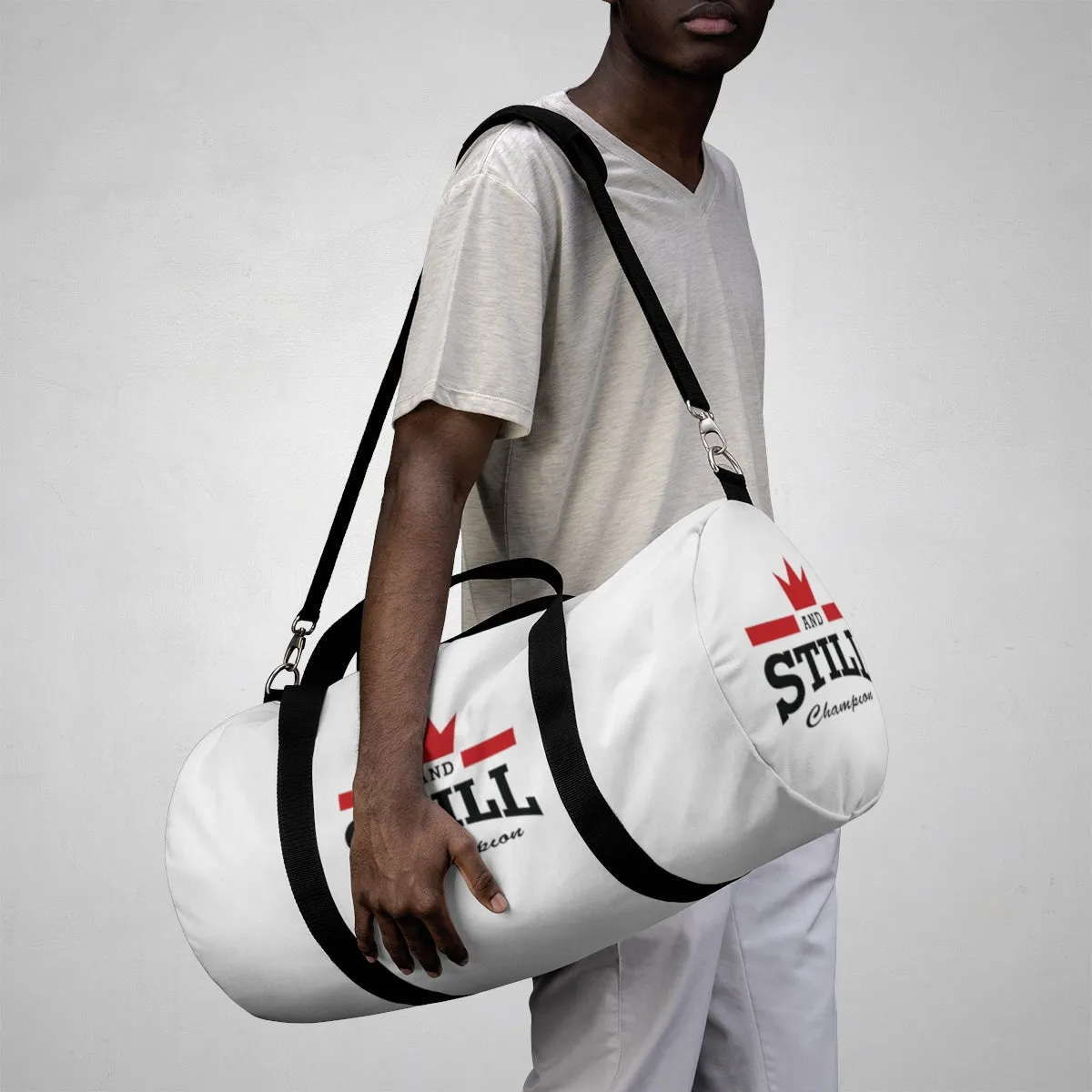 And Still Champion™ white duffle bag - large; 23" long