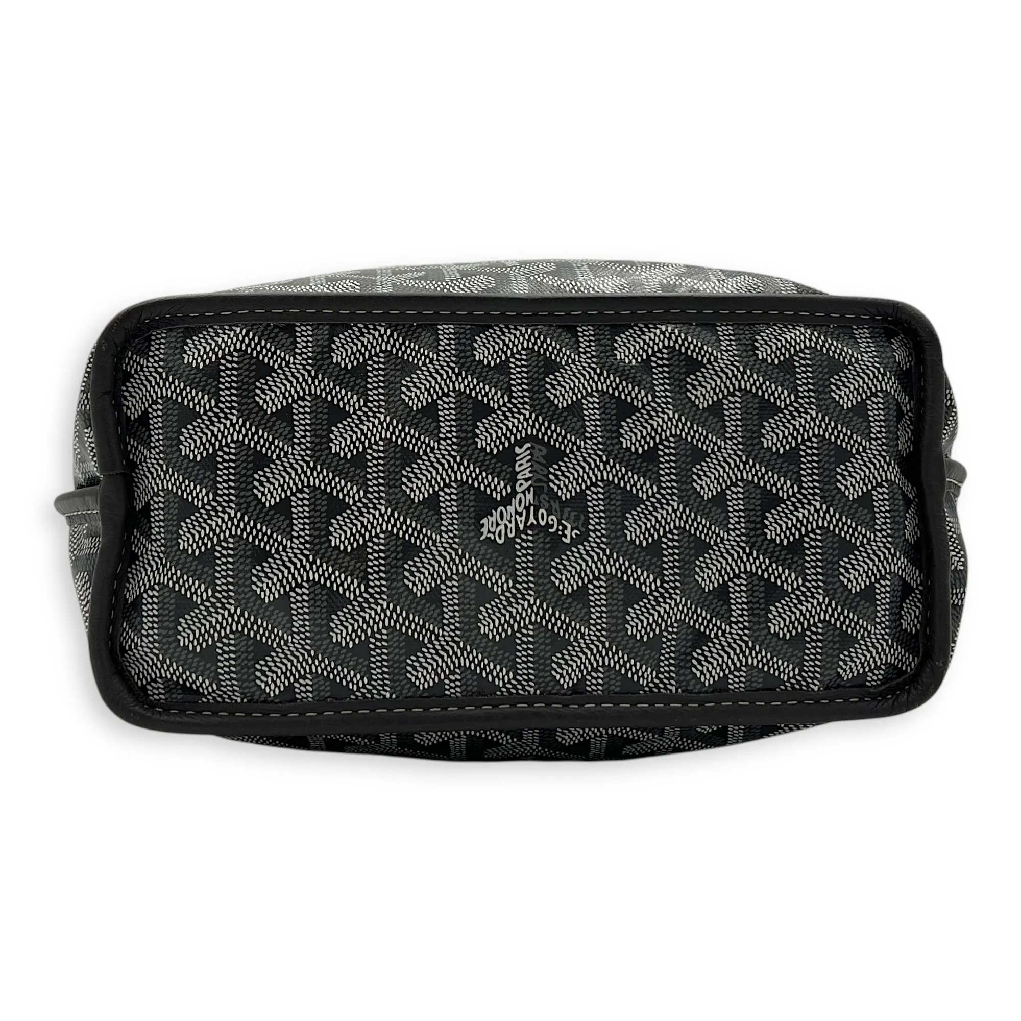 Anjou Mini Grey Tote Bag in Coated Canvas, Silver hardware