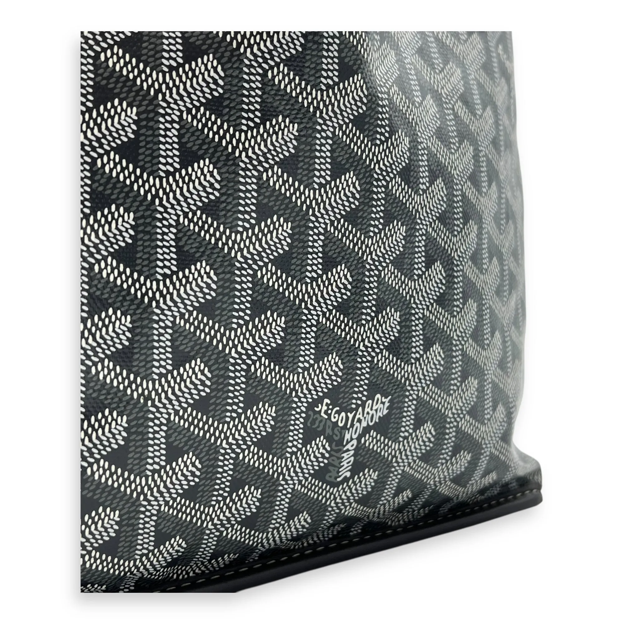Anjou Mini Grey Tote Bag in Coated Canvas, Silver hardware
