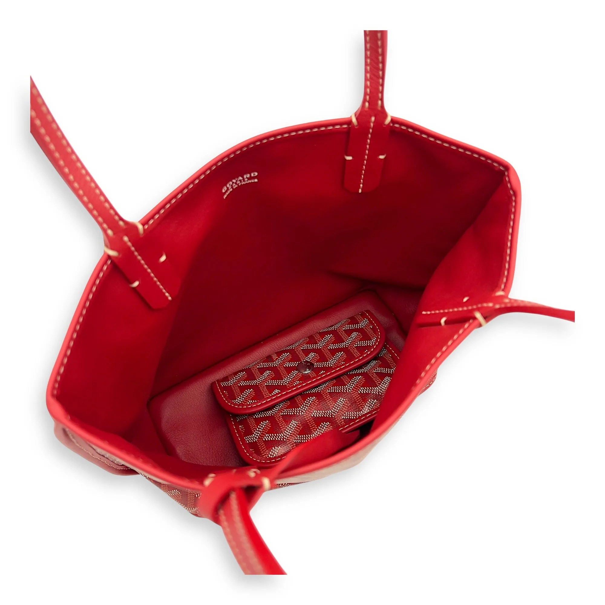 Anjou Tote Bag Mini Red in Coated Canvas, Silver hardware
