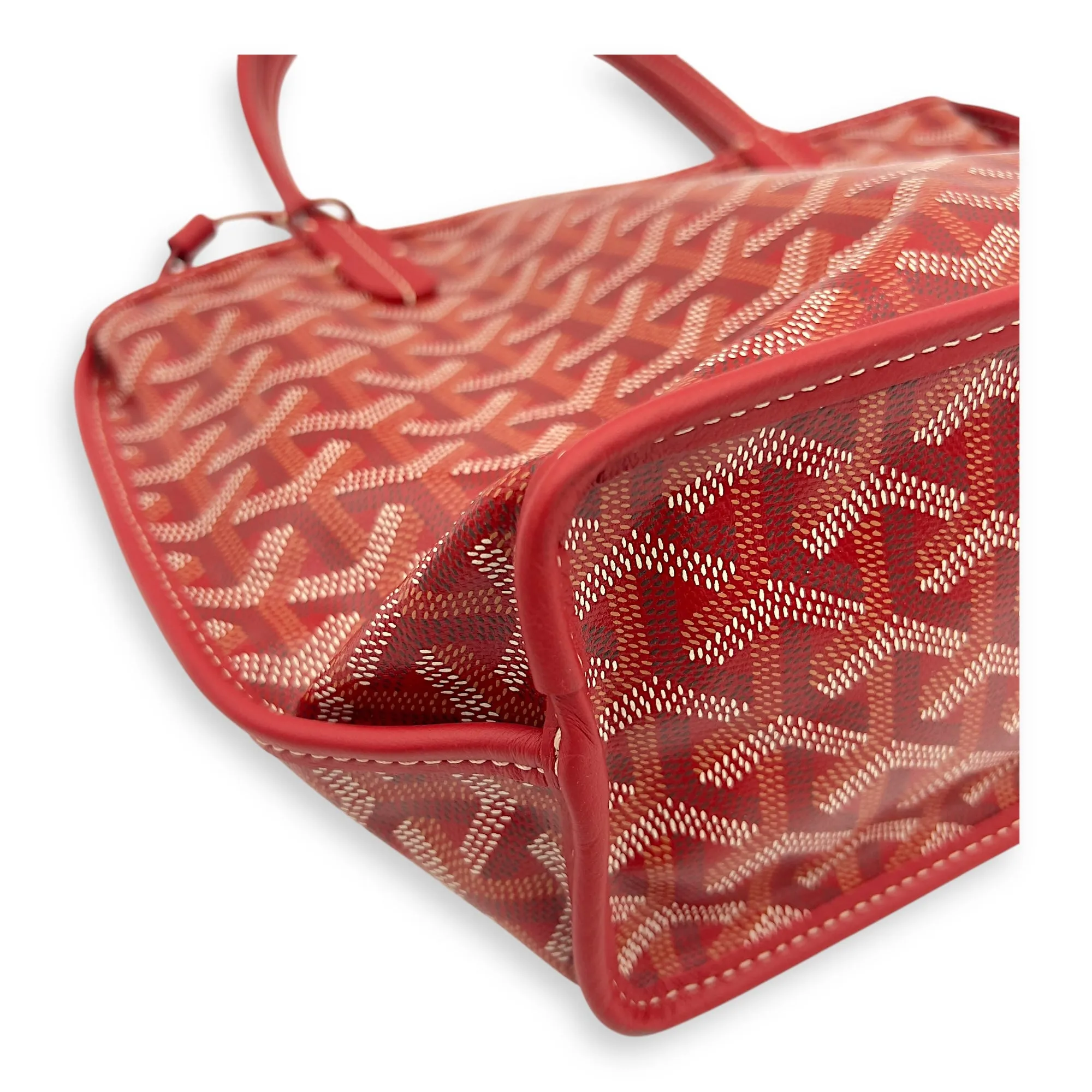 Anjou Tote Bag Mini Red in Coated Canvas, Silver hardware