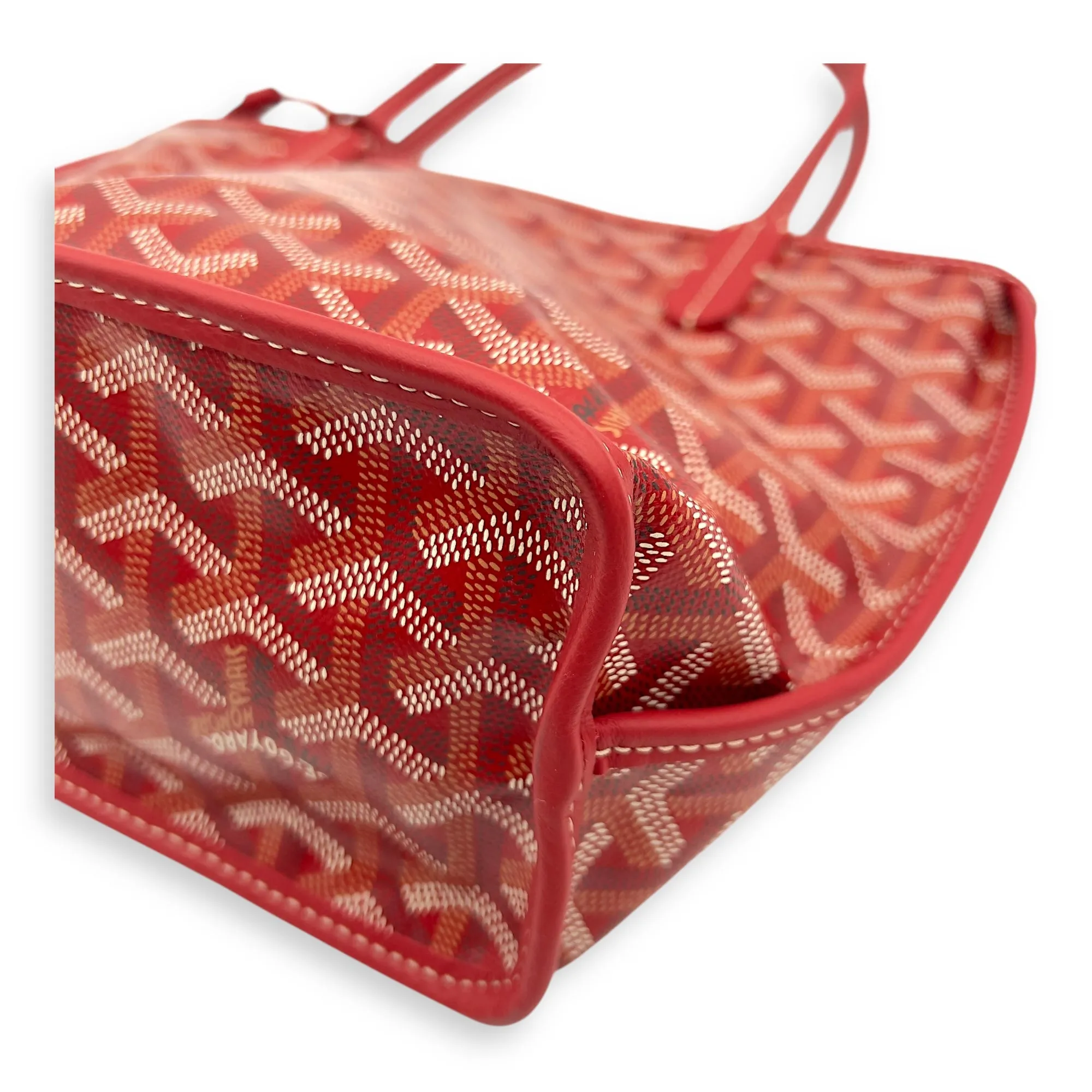 Anjou Tote Bag Mini Red in Coated Canvas, Silver hardware