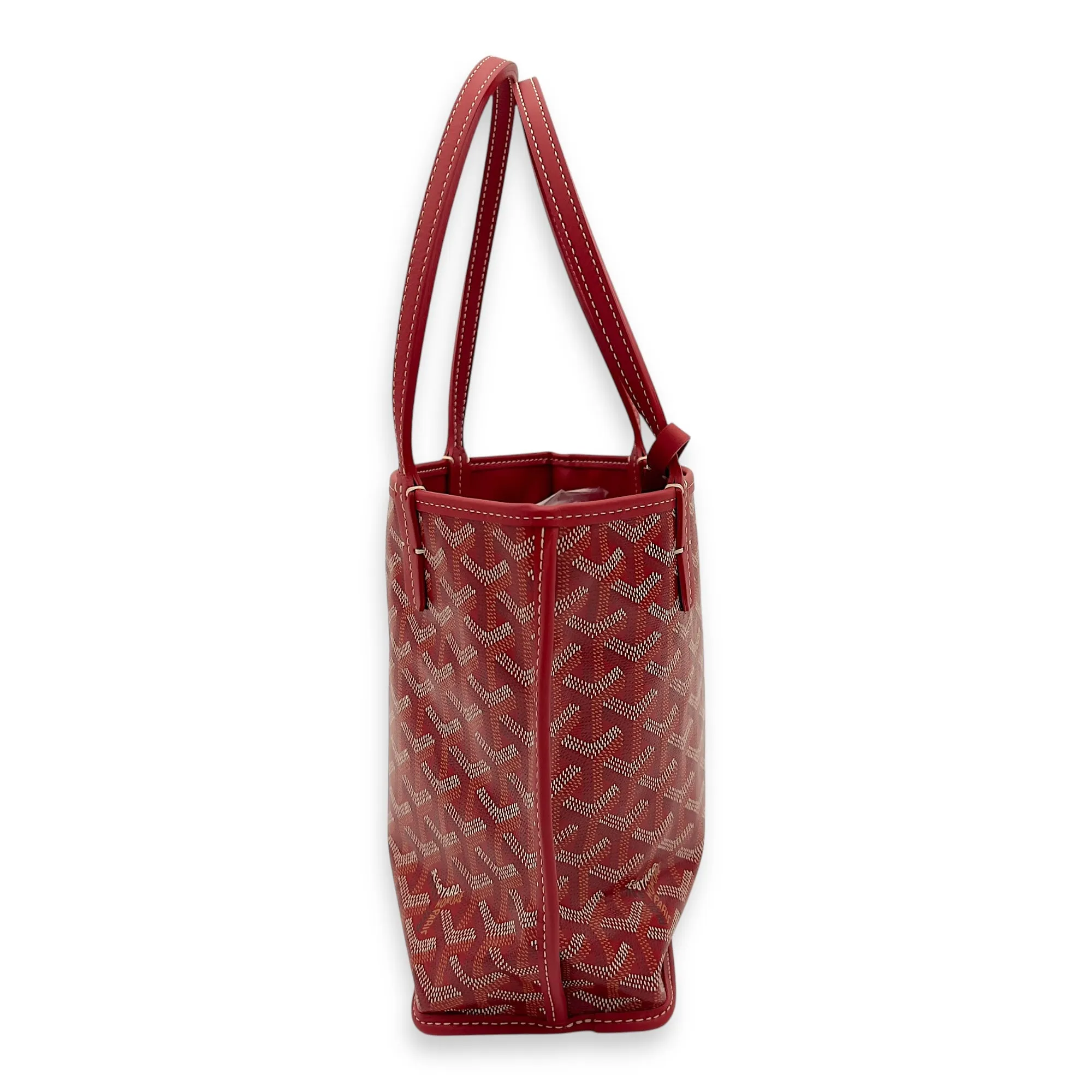Anjou Tote Bag Mini Red in Coated Canvas, Silver hardware
