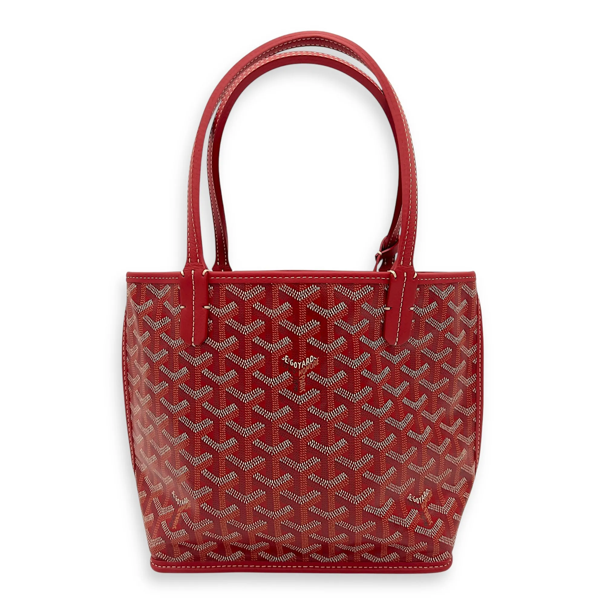 Anjou Tote Bag Mini Red in Coated Canvas, Silver hardware