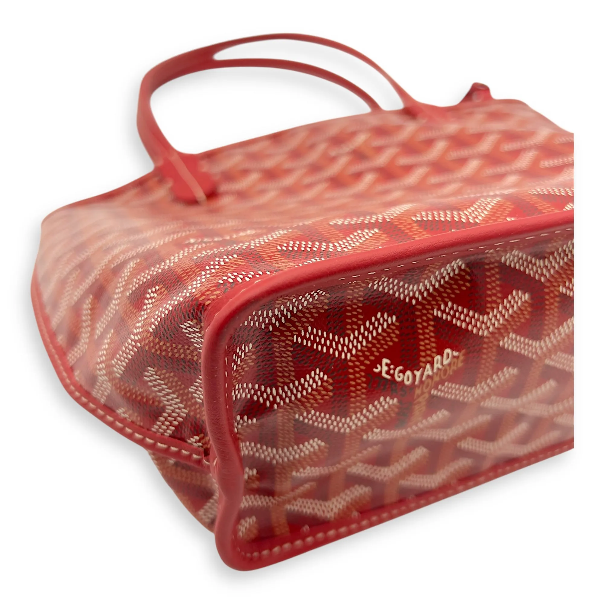 Anjou Tote Bag Mini Red in Coated Canvas, Silver hardware