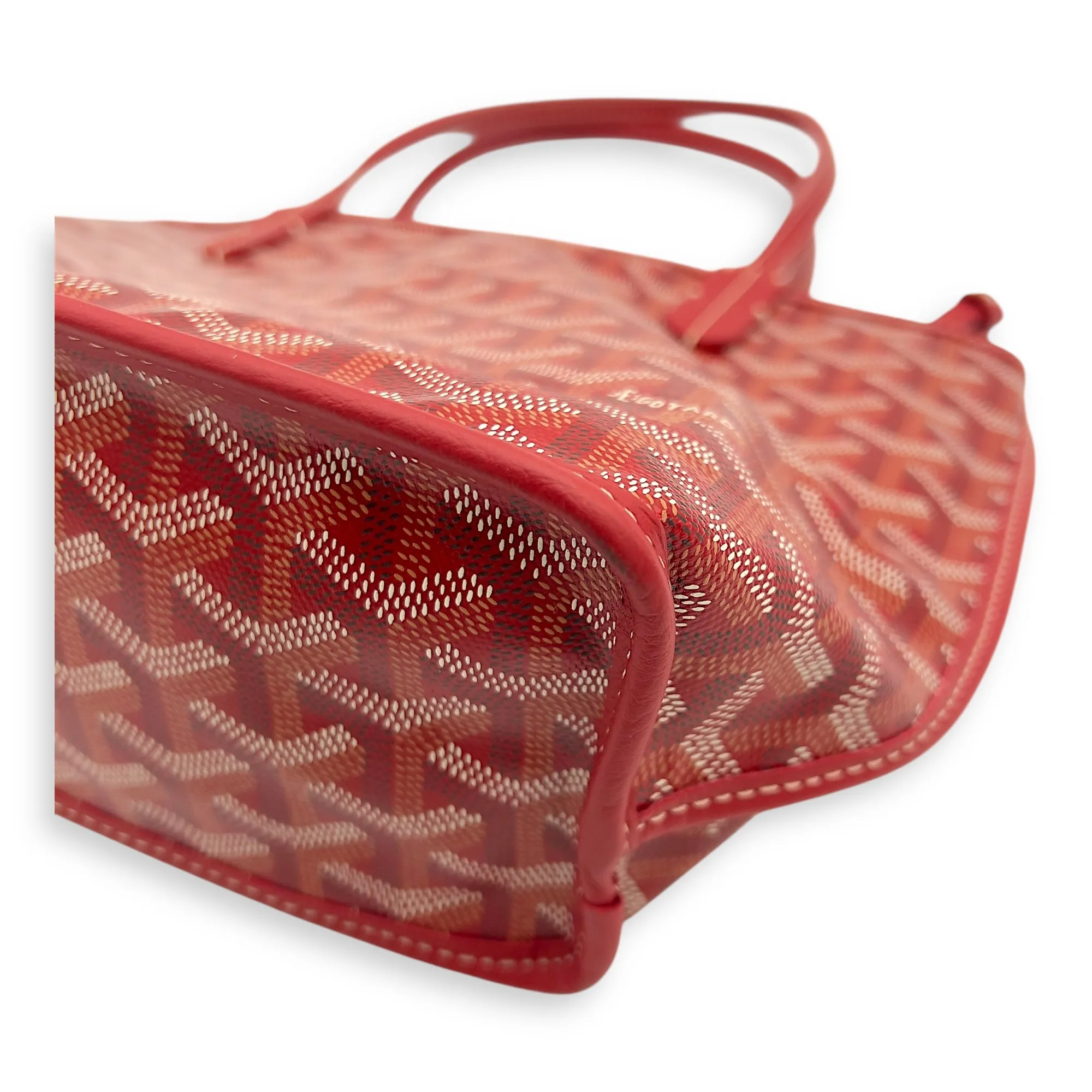Anjou Tote Bag Mini Red in Coated Canvas, Silver hardware