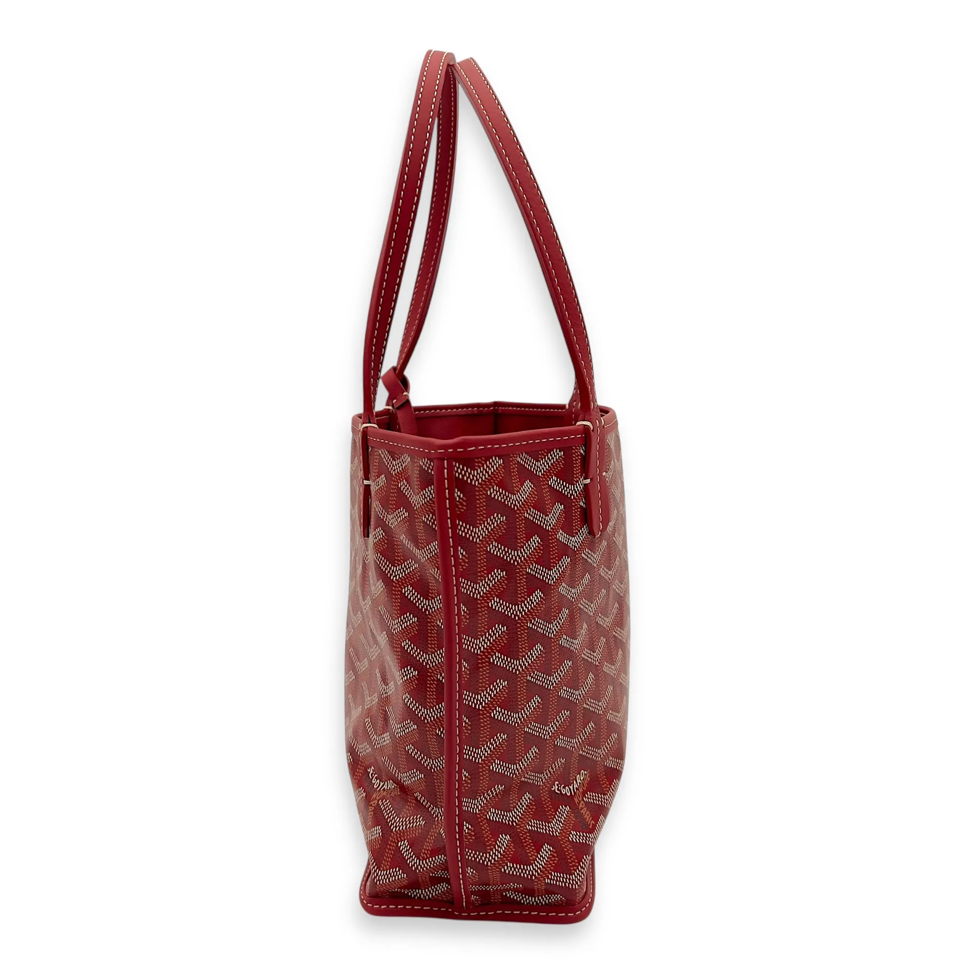 Anjou Tote Bag Mini Red in Coated Canvas, Silver hardware