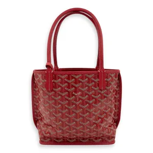 Anjou Tote Bag Mini Red in Coated Canvas, Silver hardware