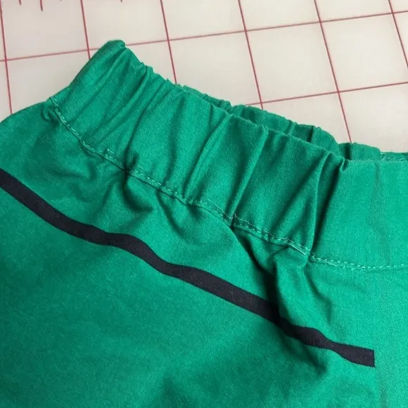 ANN TAYLOR Green Stripe Off The Shoulder 3/4 SLV Cotton Belted Shift Dress SZ 4