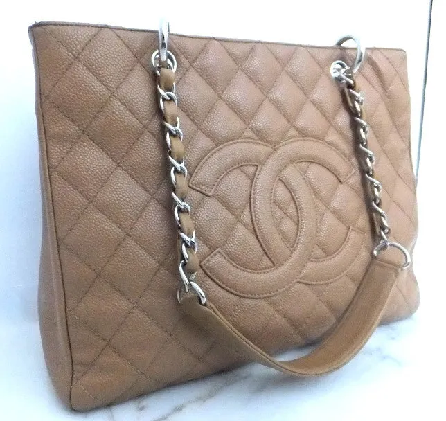 Authentic Chanel Caviar Tan Grand Shopper Tote (GST)