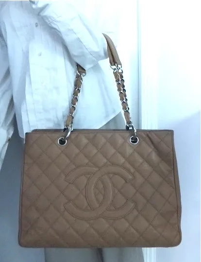 Authentic Chanel Caviar Tan Grand Shopper Tote (GST)
