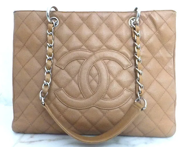 Authentic Chanel Caviar Tan Grand Shopper Tote (GST)