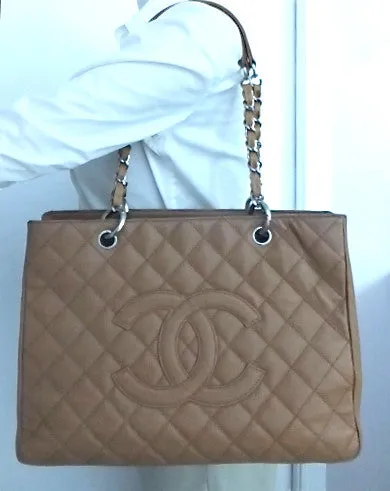Authentic Chanel Caviar Tan Grand Shopper Tote (GST)