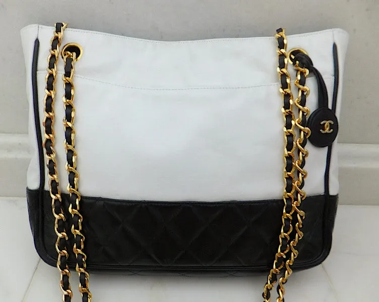 Authentic Chanel Vintage Black & White Tote