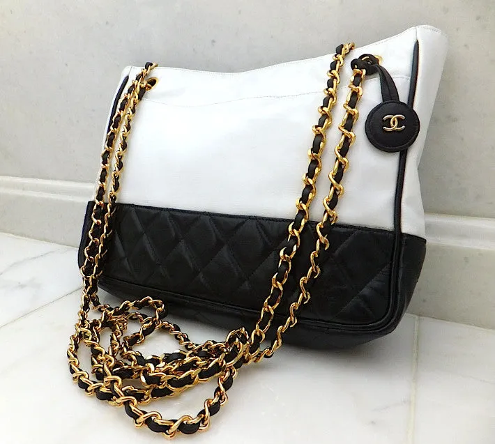 Authentic Chanel Vintage Black & White Tote