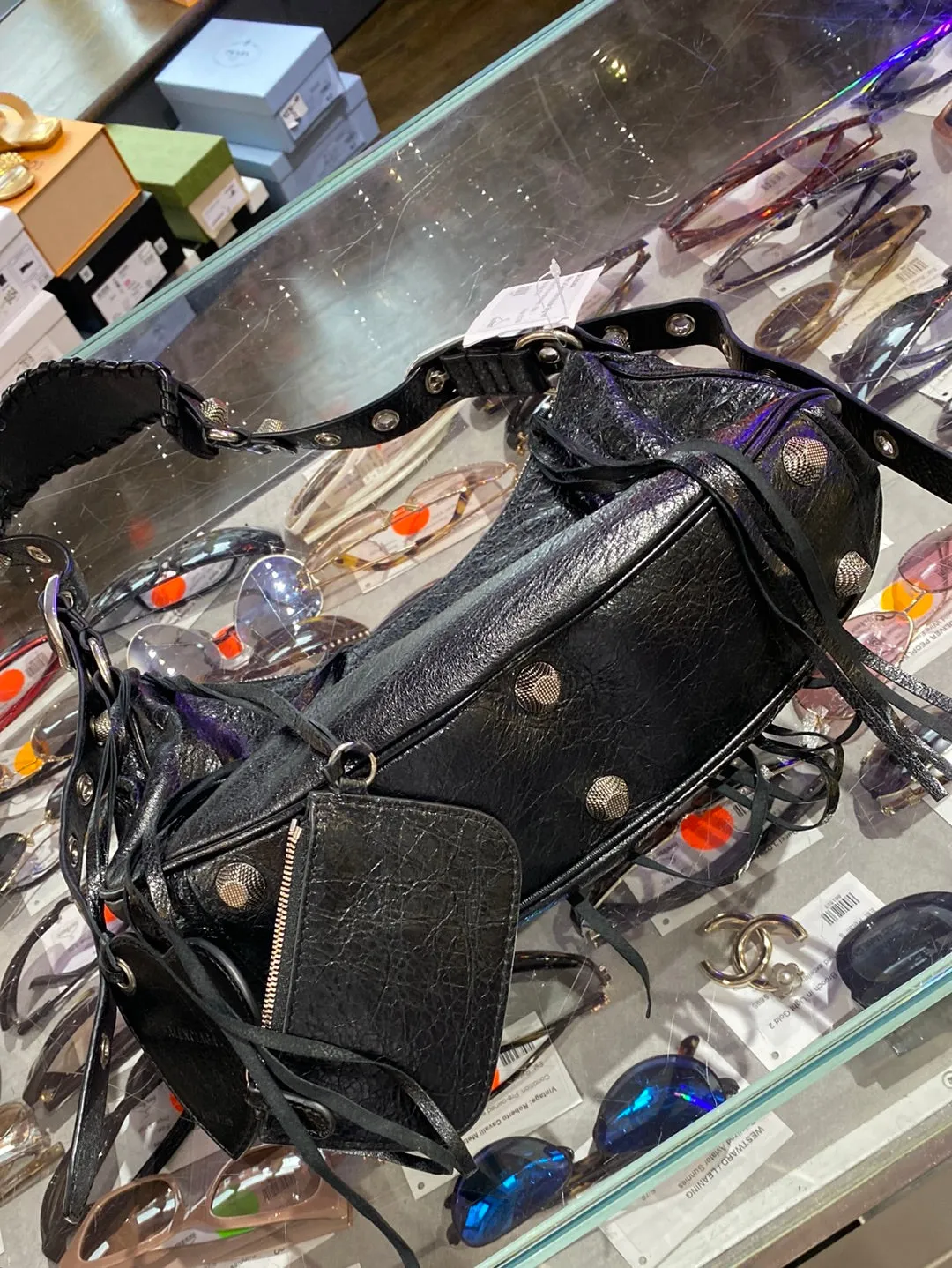 Balenciaga Black 'Le Cagole' Small Shoulder Bag with Silver Hardware